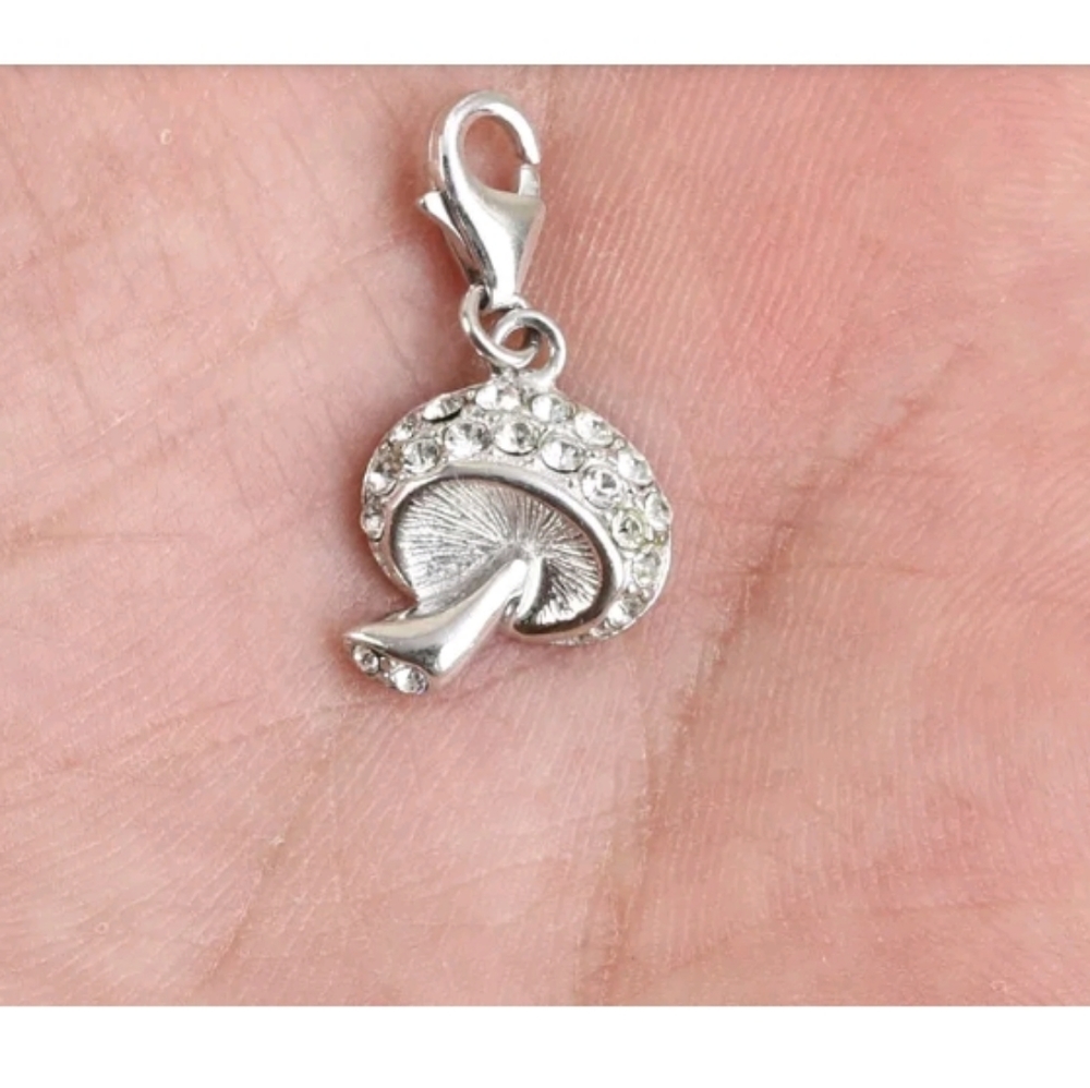 Sterling silver &white Topaz mushroom charm - Picture 2 of 4